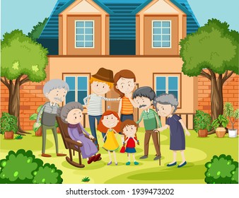 Member Of Family At Home Outdoor Scene Illustration