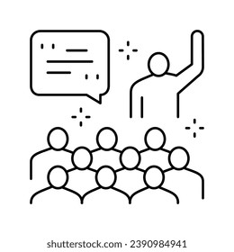 member forum answering on question line icon vector. member forum answering on question sign. isolated contour symbol black illustration