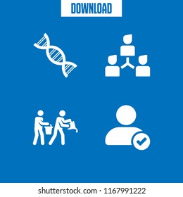 member icon. 4 member vector set. user verification interface symbol, teamwork, employment team and dna strand icons for web and design about member theme