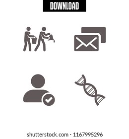 member icon. 4 member vector set. teamwork, dna strand, user verification interface symbol and subscribe icons for web and design about member theme