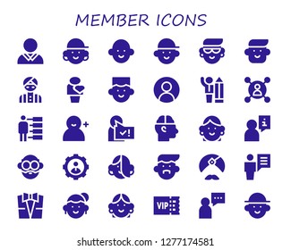  member icon set. 30 filled member icons. Simple modern icons about  - Avatar, Man, Human, User, Businessman, People, Add user, Suit, Vip