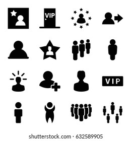 Member icons set. set of 16 member filled icons such as vip, add friend, favourite user, favorite photo, vip door, user bulb, group