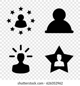 Member icons set. set of 4 member filled icons such as favourite user