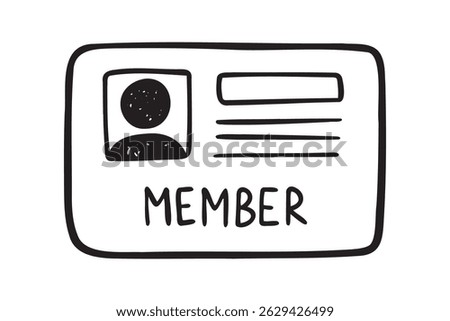 member id card icon doodle hand drawn. Outline line drawing clipart symbol. Vector illustration