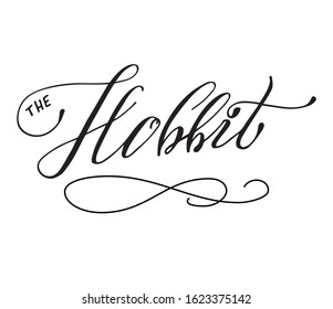 A member of an imaginary race similar to humans. Hand written calligraphy title with flourish for print, magic design, game, toy, card. Black on white background. EPS10