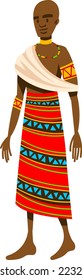 member Indian tribe, traditional Indian, isolated on white, design, cartoon style vector illustration.