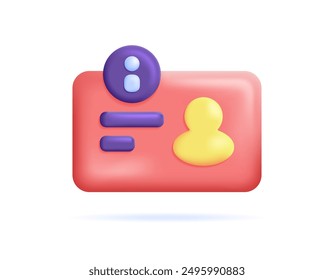 Member Information Concept. Profile Info. user account information. Illustration of identity cards or red membership cards. symbol or icon. Minimalist 3D style design. graphic elements