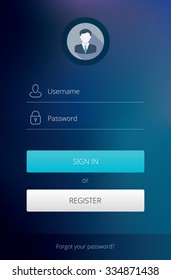 Member Login Flat Design With Blurred Background.