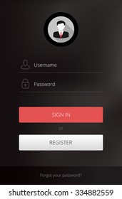 Member Login Flat Design With Blurred Background. 