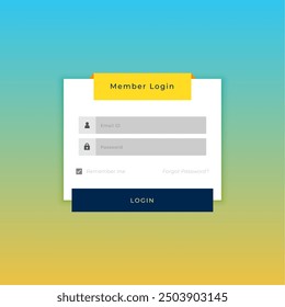 member login form template for web profile access vector