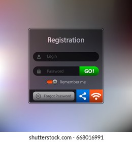 Member login template with a template for text, buttons and icons. User interface for a website, computer, mobile phone.