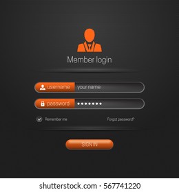 Member login template. User interface for website, computer, mobile. Vector illustration.