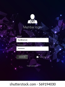 Member login template. User interface for website, computer, mobile. Vector illustration.