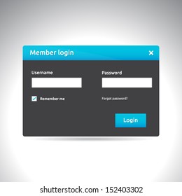 Member login template - username password | vector symbols dark theme with blue