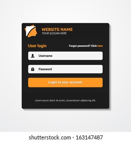 Member login template - username password and sign up | vector symbols dark theme