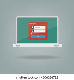 Member login window dialog on screen computer