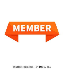 Member In Orange Ribbon Rectangle Shape For Sign Information Announcement Business Marketing Social Media
