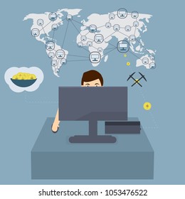  Member of part of blockchain technology  ethereum. mining cryptocurrency ethereum.