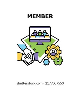 Member Of Team Vector Icon Concept. Member Of Team Video Calling And Communicate With Colleagues, Company Working Process And Co-workers Communication. Office Teamwork Color Illustration