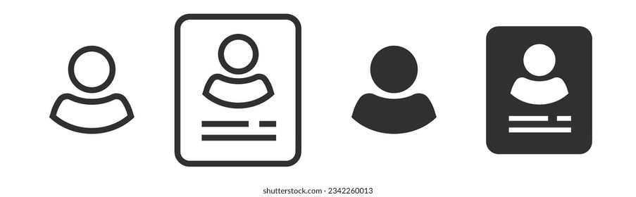 Member user icon pictogram simple vector graphic line, personal data avatar my account, customer employee credential id document image black white, human detail info card symbol, person man silhouette