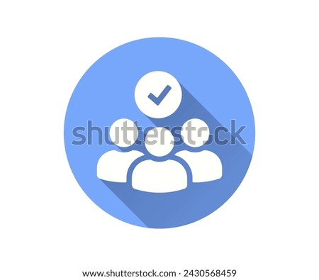 Members flat icon with long shadow for graphic and web design.