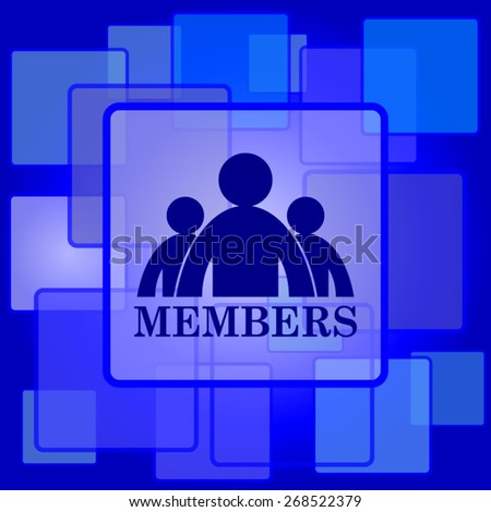 Members icon. Internet button on abstract background. 