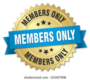 Members Only 3d Gold Badge With Blue Ribbon