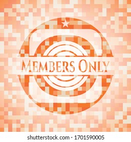 Miembros Sólo emblema abstracto, fondo de mosaico naranja