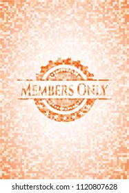 Members Only abstract orange mosaic emblem