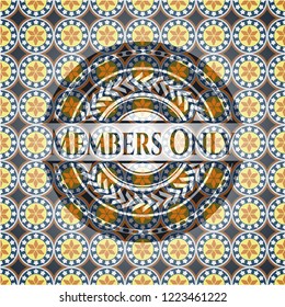 Members Only arabesque style emblem. arabic decoration.