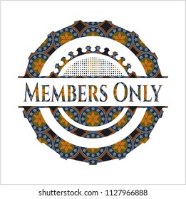 Members Only arabic badge. Arabesque decoration.