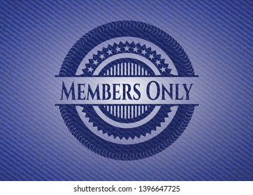 Members Only Badge With Denim Background. Vector Illustration. Detailed.