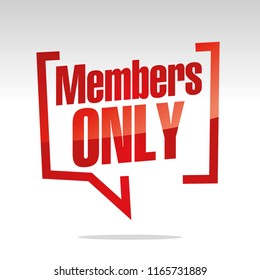 Members Only In Brackets Speech Red White Isolated Sticker Icon