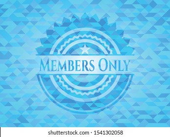 Members Only light blue emblem with triangle mosaic background