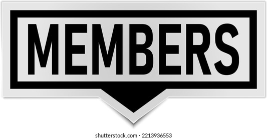 members only sign. members only paper origami speech bubble. members only tag. members only banner