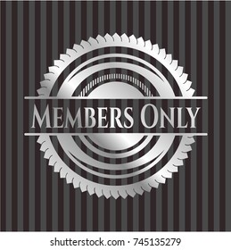 Members Only silvery emblem or badge