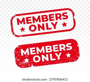 Members Only Square Red Vector Rubber Grunge Stamp Design. Membership Only Stamp