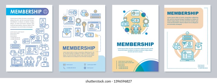 Membership brochure template layout. Partnership agreement.  Flyer, booklet, leaflet print design with linear illustrations. Vector page layouts for magazines, annual reports, advertising posters