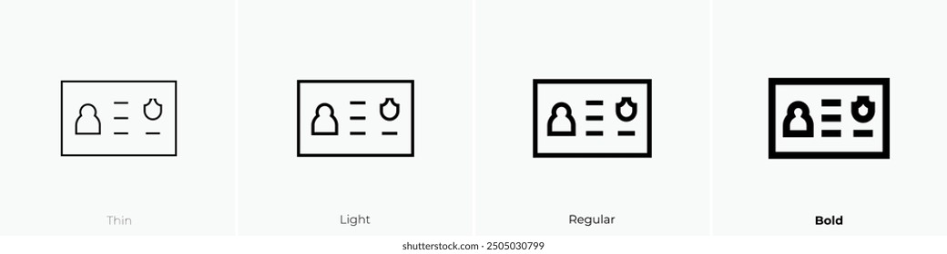 membership card icon. Thin, Light Regular And Bold style design isolated on white background