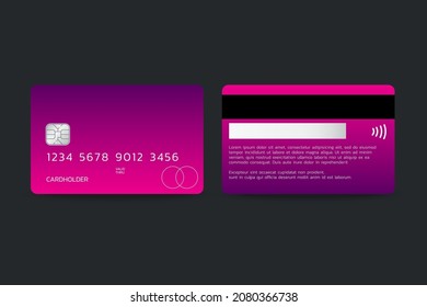 Membership card template Presentation, front and back design, Pink-purple theme, vector illustration