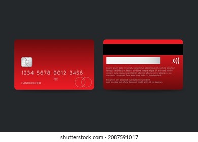 Membership card template Presentation, front and back design, red theme, vector illustration