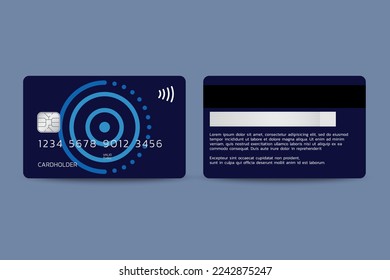 plantilla de tarjeta de membresía Presentación, diseño frontal y posterior, utilizando la ilustración vectorial del tema Dard Blue. ilustración 3D