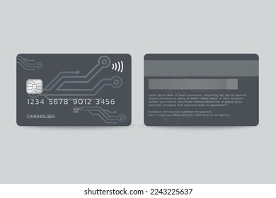 membership card template Presentation, front and back design, using gray-silver theme vector illustration. 3D illustration