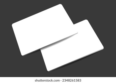 membership card templates placed vertically, blank white, perspective view. Vector illustration