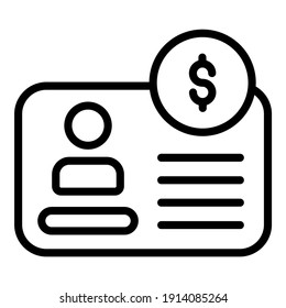 membership card vector line icon, shopping and discount sale icon.