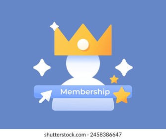 membership concept. join to become a VIP member. priority, premium, or exclusive accounts. privileged members. illustration of person and crown symbols. illustration concept design