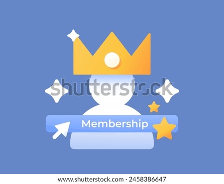 membership concept. join to become a VIP member. priority, premium, or exclusive accounts. privileged members. illustration of person and crown symbols. illustration concept design