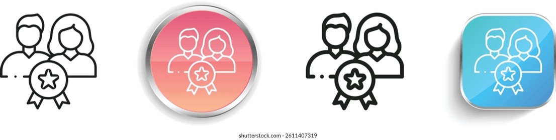 membership icon. Thin Linear, Regular and Button Style Design Isolated On White Background