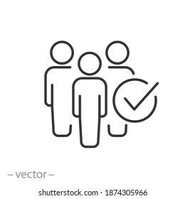 Membership Join Icon, People List Check, Benefit Vip Group, Exclusive Union Person, Thin Line Symbol On White Background, Editable Stroke Vector Illustration Eps10