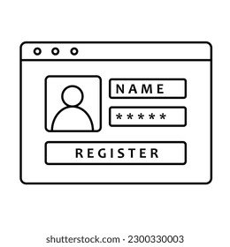 Membership registration, Creating a user profile, Account setup, Enrolling in a platform, Opening a user account, Registering for an account vector line icon with editable stroke.